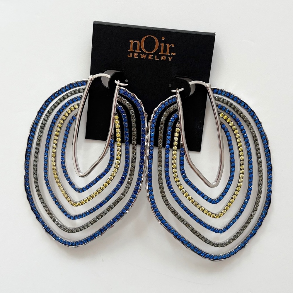 Noir NYC sunrise asymmetric hoops